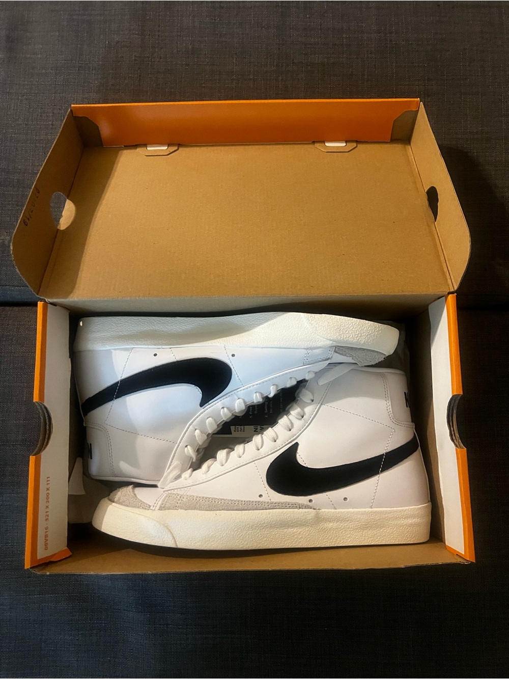 Nike White and Black Mid-High Leather Sneakers